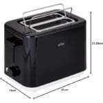 Braun Breakfast Toaster HT1010BK – 2 Slots, 8 Browning Settings, Bun Warmer, 900W, Black - Image 3