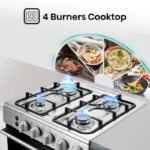 Hisense 60cm Gas Cooker – HFG60121X, 4 Burners, Auto Ignition, Wok Burner, Cast Iron Support, Gas Grill, Stainless Steel - Image 3