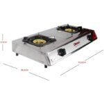 Nobel Gas Stove – Dual Gas Burner, Auto Ignition, 90mm Brass Burners – NGT2007