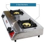 Nobel Gas Stove – Dual Gas Burner, Auto Ignition, 90mm Brass Burners – NGT2007 - Image 3