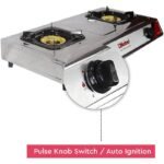Nobel Gas Stove – Dual Gas Burner, Auto Ignition, 90mm Brass Burners – NGT2007 - Image 4