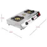 Nobel 3 Gas Burner Stove – Cold Steel Finish, Piezo Ignition, 3 Brass Burners, NGT3007 - Image 2