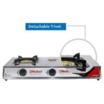 Nobel 3 Gas Burner Stove – Cold Steel Finish, Piezo Ignition, 3 Brass Burners, NGT3007 - Image 3