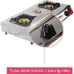 Nobel 3 Gas Burner Stove – Cold Steel Finish, Piezo Ignition, 3 Brass Burners, NGT3007 - Image 4