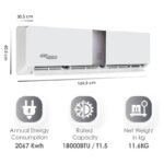 Super General 1.5 Ton Split Air Conditioner, 18000 BTU, Reciprocating Compressor, Auto Restart, Gold Fin, 4-way swing, SGS-191-HE, White - Image 5