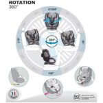 Nania One360 Degree Rotation Convertible Car Seat | Baby Travel Gear | Baby Carrier w/Isofix | Group 0+/1/2/3 Ages 0 To 12 Yrs | Rear & Forward Facing | Designed in France - Grey - Image 5