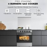 Nikai 4 Burner Gas Cooker U6070EG, 60x60cm, Auto Ignition, Full Safety, Oven Lamp, Glass Lid, Silver - Image 2