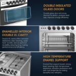 Nikai 4 Burner Gas Cooker U6070EG, 60x60cm, Auto Ignition, Full Safety, Oven Lamp, Glass Lid, Silver - Image 3