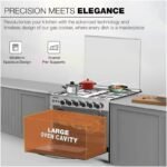 Nikai 4 Burner Gas Cooker U6070EG, 60x60cm, Auto Ignition, Full Safety, Oven Lamp, Glass Lid, Silver - Image 6