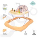 The Moon Brand Chase Walker- 6 Months To 18 Months-Removable Music Box- Well Padded Seat-Strong Metal Frame- Plastic Body-Removable Music Tray-Wider Base Design-Height Adjustment-Peach - Image 2