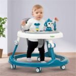 Baybee Drono Baby Walker for Kids, Round Kids Walker with 4 Seat Height Adjustable | Activity Walker for Baby with with Food Tray & Musical Bar | Walkers for Baby Boys Girls (Blue)