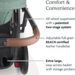 UPPAbaby Cruz V2 Stroller for Infants and Toddlers - Declan - Oat Mélange with Silver Frame and Chestnut Leather – Large Storage Basket, UPF 50+ Canopy, No-Rethread Harness - Image 5