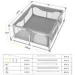 SKY-TOUCH Baby Playpen | Portable Playard for Babies | Sturdy Anti-Fall Baby Playpen Activity Center | Breathable Mesh | 4 Pull-Up Ring｜Install Accessories | 180 x 150cm,Gray - Image 2