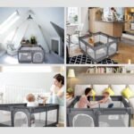 SKY-TOUCH Baby Playpen | Portable Playard for Babies | Sturdy Anti-Fall Baby Playpen Activity Center | Breathable Mesh | 4 Pull-Up Ring｜Install Accessories | 180 x 150cm,Gray - Image 4