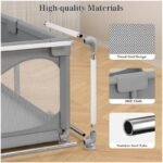 SKY-TOUCH Baby Playpen | Portable Playard for Babies | Sturdy Anti-Fall Baby Playpen Activity Center | Breathable Mesh | 4 Pull-Up Ring｜Install Accessories | 180 x 150cm,Gray - Image 5
