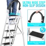 SKY-TOUCH Foldable Ladder 5 Steps, Home Ladder Folding Step Stool with Wide Anti-Slip Pedal, Adults Folding Sturdy Steel Ladder for Home,Kitchen, Garden, Office - Image 2
