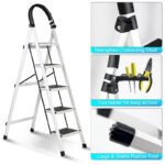 SKY-TOUCH Foldable Ladder 5 Steps, Home Ladder Folding Step Stool with Wide Anti-Slip Pedal, Adults Folding Sturdy Steel Ladder for Home,Kitchen, Garden, Office - Image 4