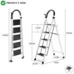 Sulfar Foldable Ladder 5 Steps, Home Ladder Folding Step Stool with Wide Anti-Slip Pedal, Adults Folding Sturdy Steel Ladder for Home, Kitchen, Garden, Office - Image 2