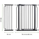 The Moon Brand Secura Baby Safety gate 76-80cm with 30cm extension,Auto lock barrier-Extra Wide metal guard - Child safety and pet protection--Perfect fit-adjustable width-Ideal for stair Case – Black - Image 3