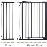 The Moon Brand Secura Baby Safety gate 76-80cm with 30cm extension,Auto lock barrier-Extra Wide metal guard - Child safety and pet protection--Perfect fit-adjustable width-Ideal for stair Case – Black - Image 4