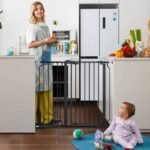 The Moon Brand Secura Baby Safety gate 76-80cm with 30cm extension,Auto lock barrier-Extra Wide metal guard - Child safety and pet protection--Perfect fit-adjustable width-Ideal for stair Case – Black - Image 6
