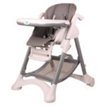 The Moon Brand Trestle Foldable Baby Feeding/Dinning Highchair with detachable trays with 5-Level recline Seat Adjustment, 5-Point harness, Height adjustable for Infants upto 3 years -Grey