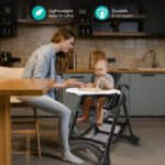 The Moon Brand Trestle Foldable Baby Feeding/Dinning Highchair with detachable trays with 5-Level recline Seat Adjustment, 5-Point harness, Height adjustable for Infants upto 3 years -Grey - Image 6