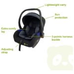 Koo-di Mini Panda Ava TinyTravel car seat 0-15m, Ebony - Image 2