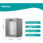 Hisense 13 Place Dishwasher HS622E90X Freestanding 8 Programs Silver - Image 2