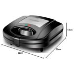 Black+Decker 3 in 1 Sandwich Maker 780W, Grill, Waffle & Toast Plates, Non-Stick Interchangeable Plates – TS2130-B5 Silver/Black - Image 2